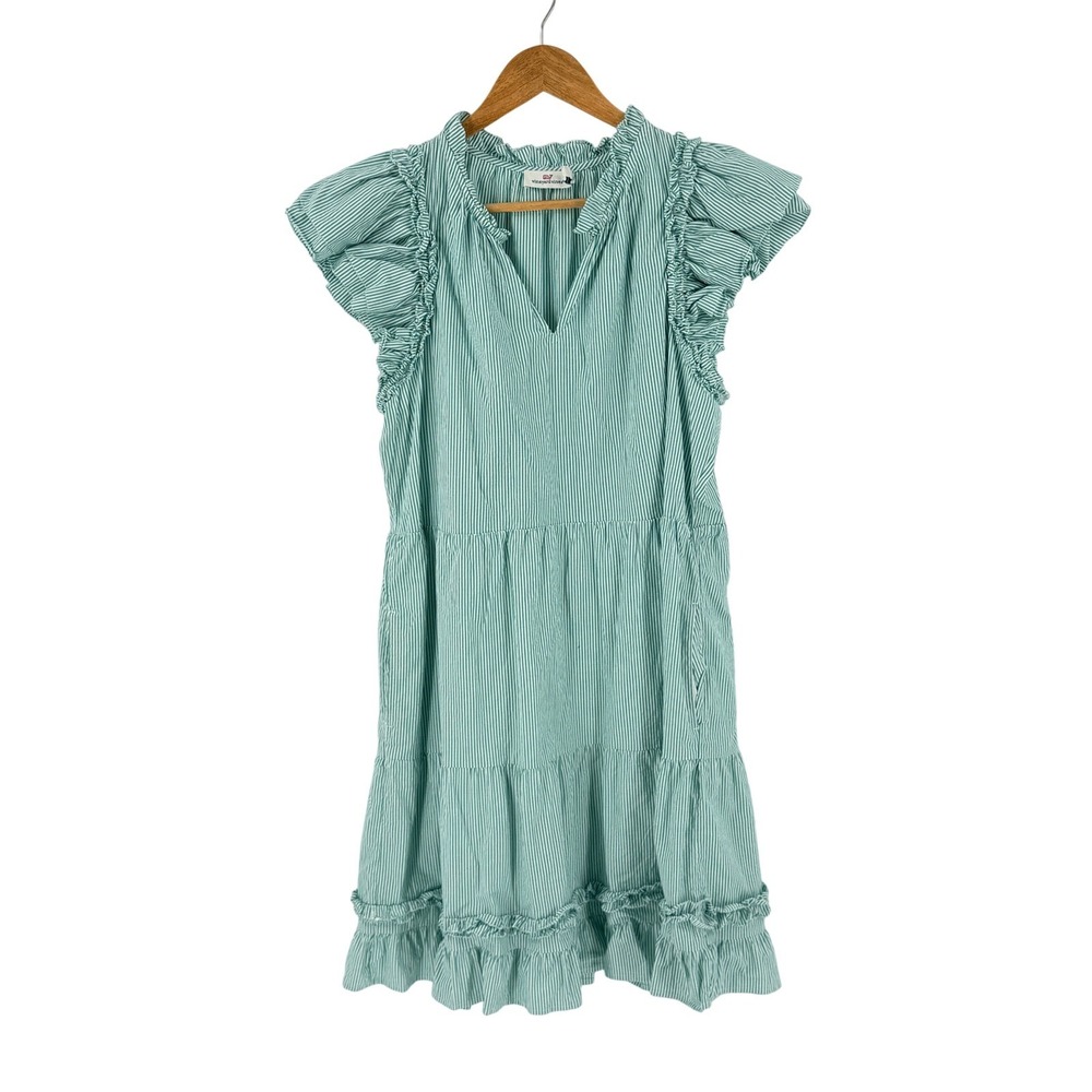 Vineyard Vines Mint Green Ruffle Sleeve Midi Dress